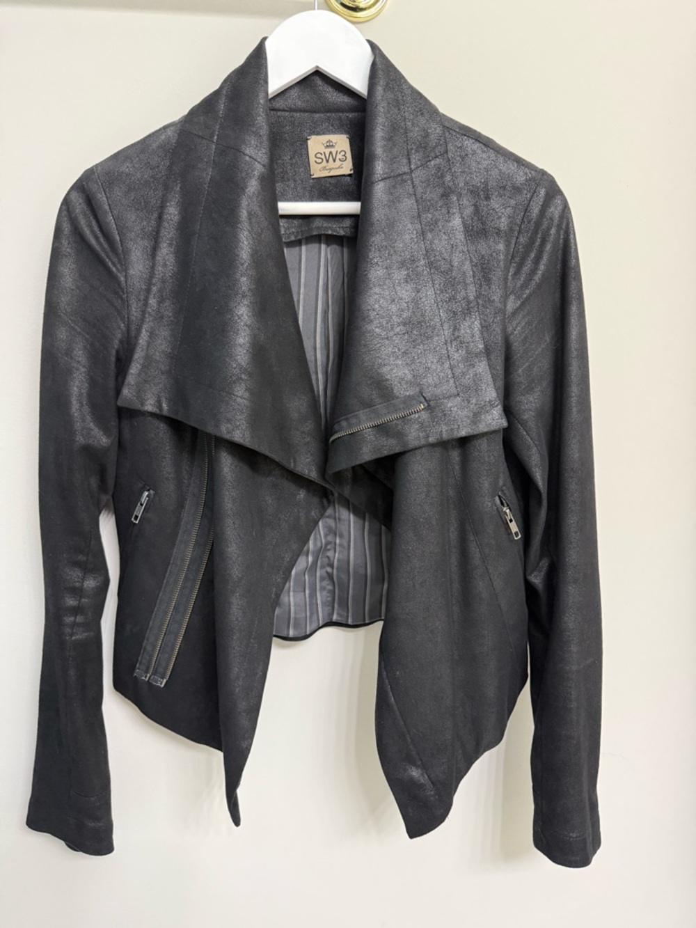 Draped Jacket Faux Suede Black
